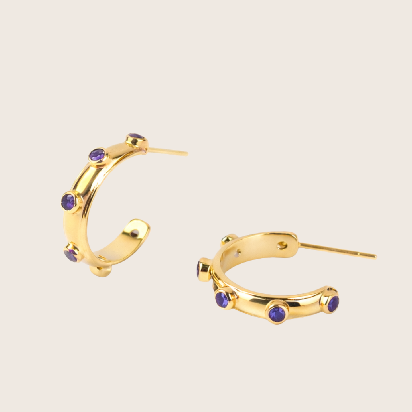 Amethyst Gold Orbit Hoops
