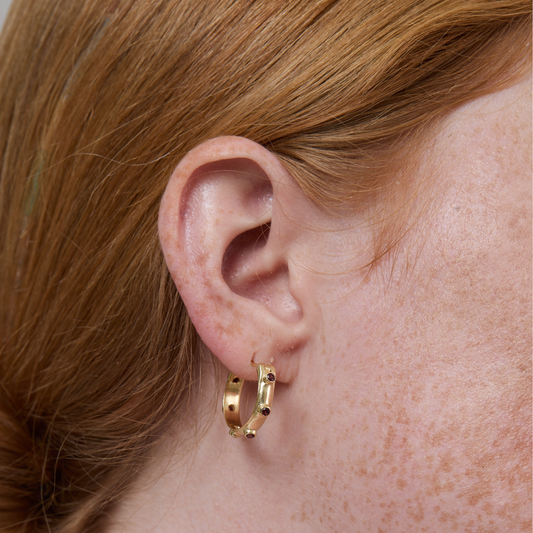 Amethyst Gold Orbit Hoops