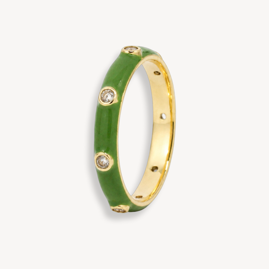 Apple Green Candy Enamel Ring
