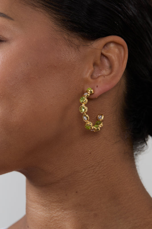 Green Peridot Bon Bon Hoops
