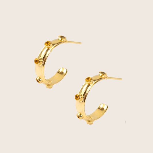 Citrine Gold Orbit Hoops
