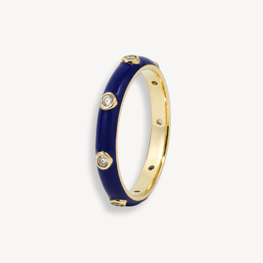 Damson Blue Enamel Ring