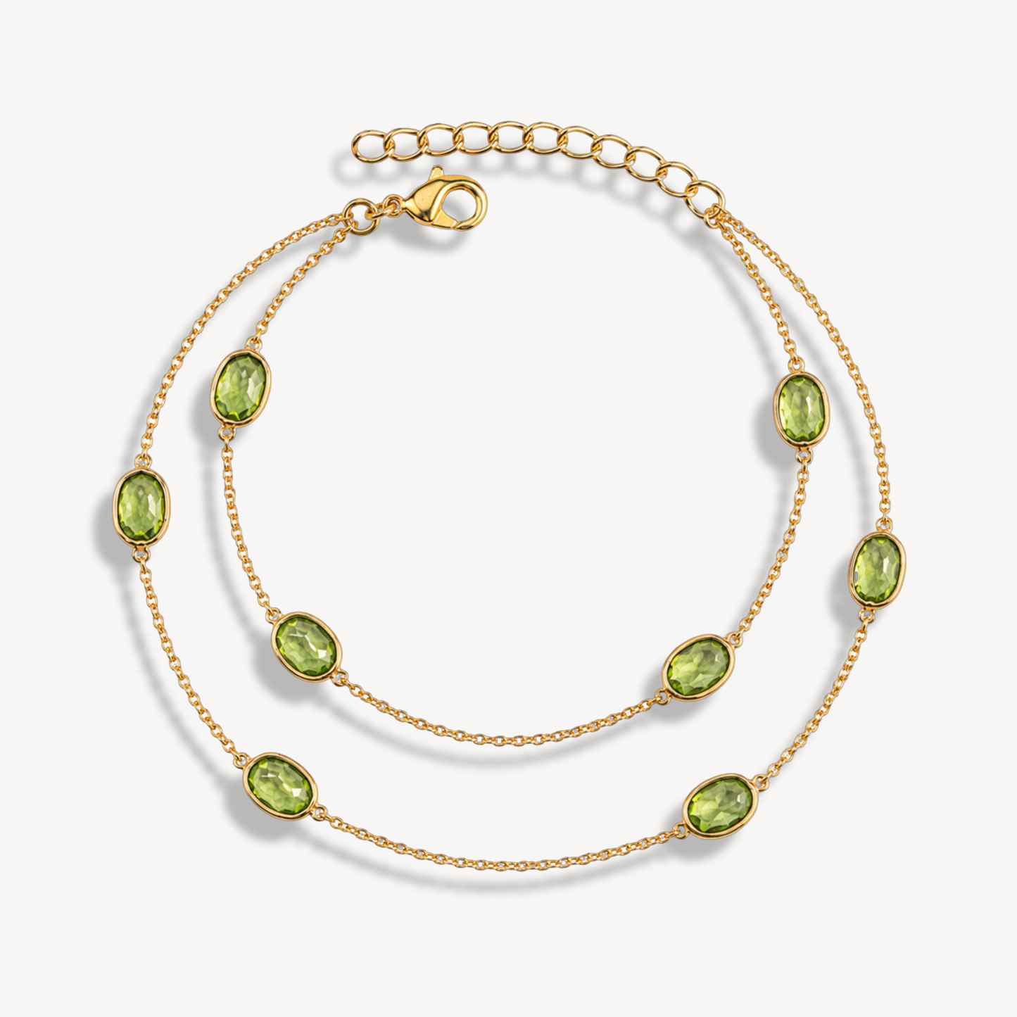 Green Peridot Double Dapple Oval Bracelet