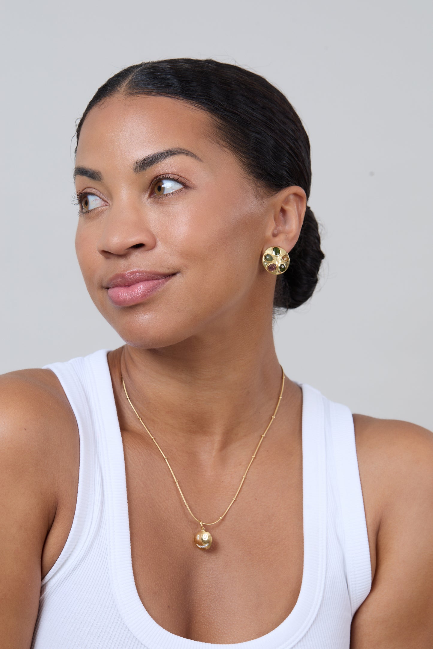 Gem Shields Large Round Earrings