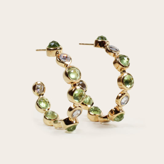 Green Peridot Bon Bon Hoops