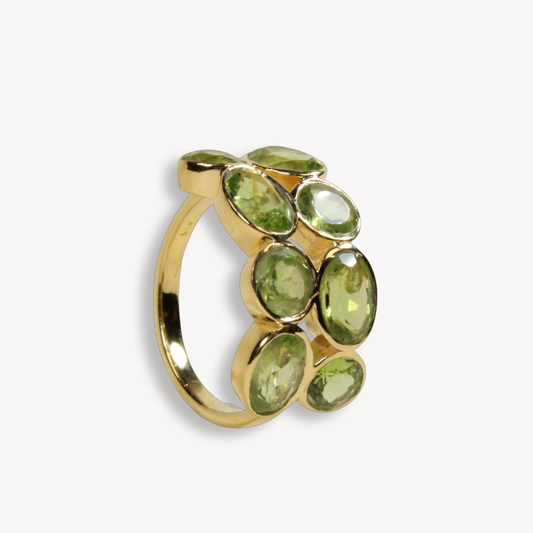 Parallel Ring - Green Peridot
