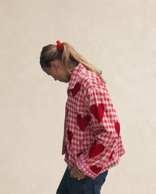 Pink Heart Embroidered Jacket