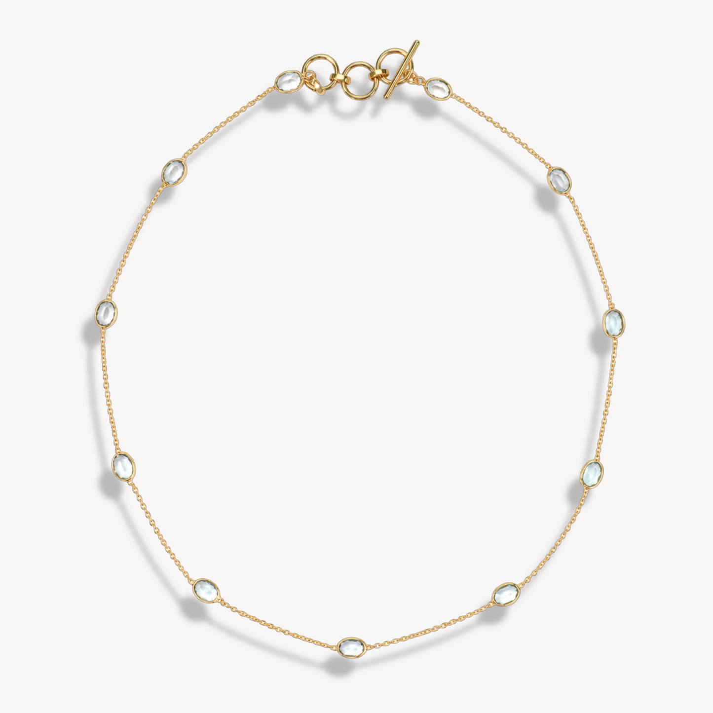 Sky Blue Topaz Dapple Oval Necklace