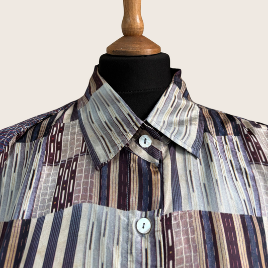 The Striped Grid Silk Shirt