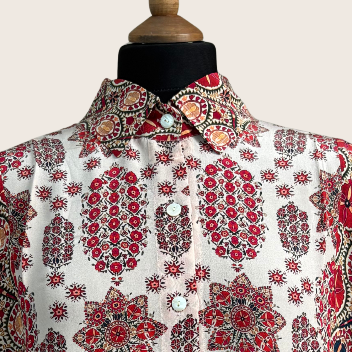 No. 28 The Crimson Medallion Silk Shirt