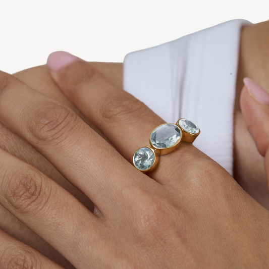 Blue Topaz Triad Ring