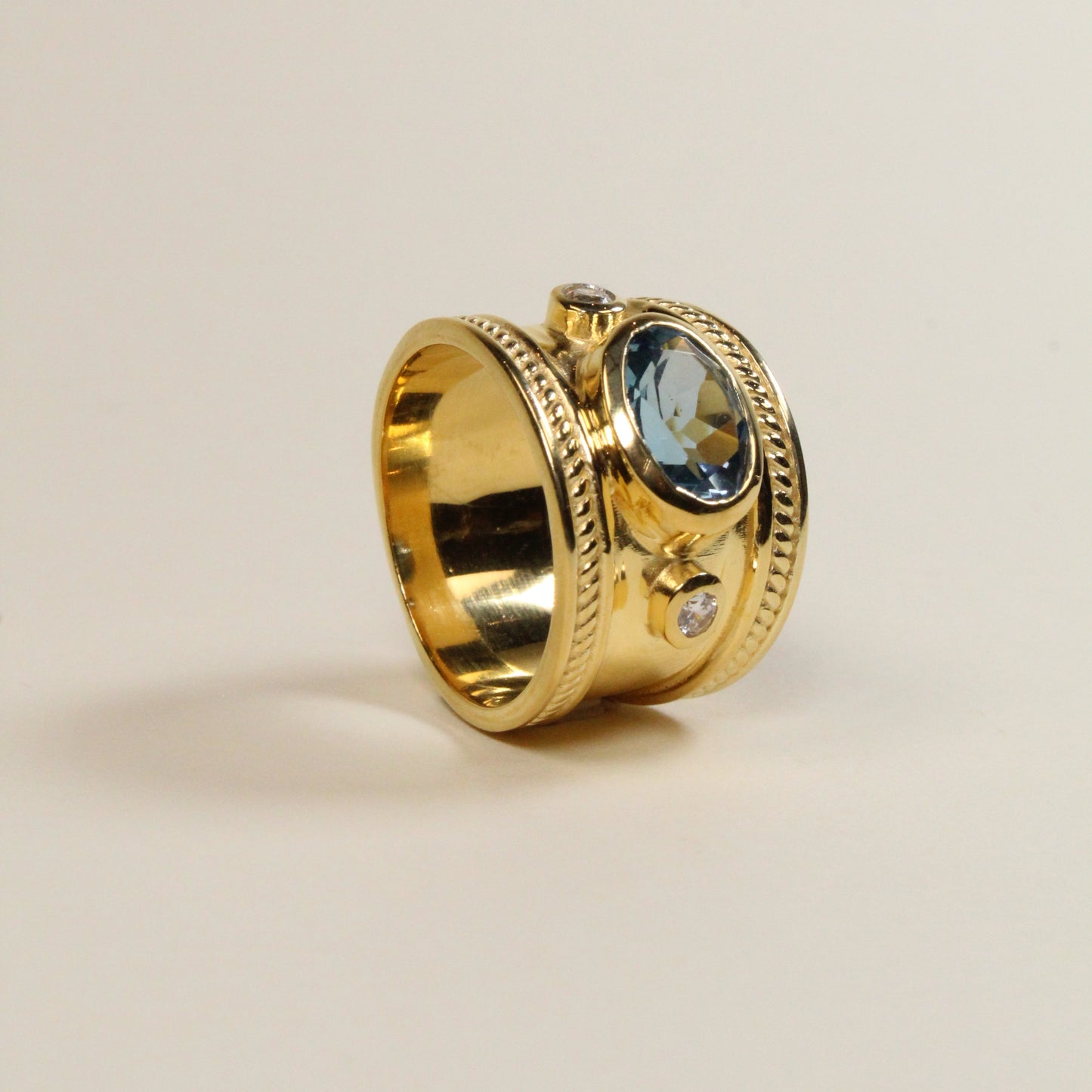 Blue Topaz Solid Empress Ring