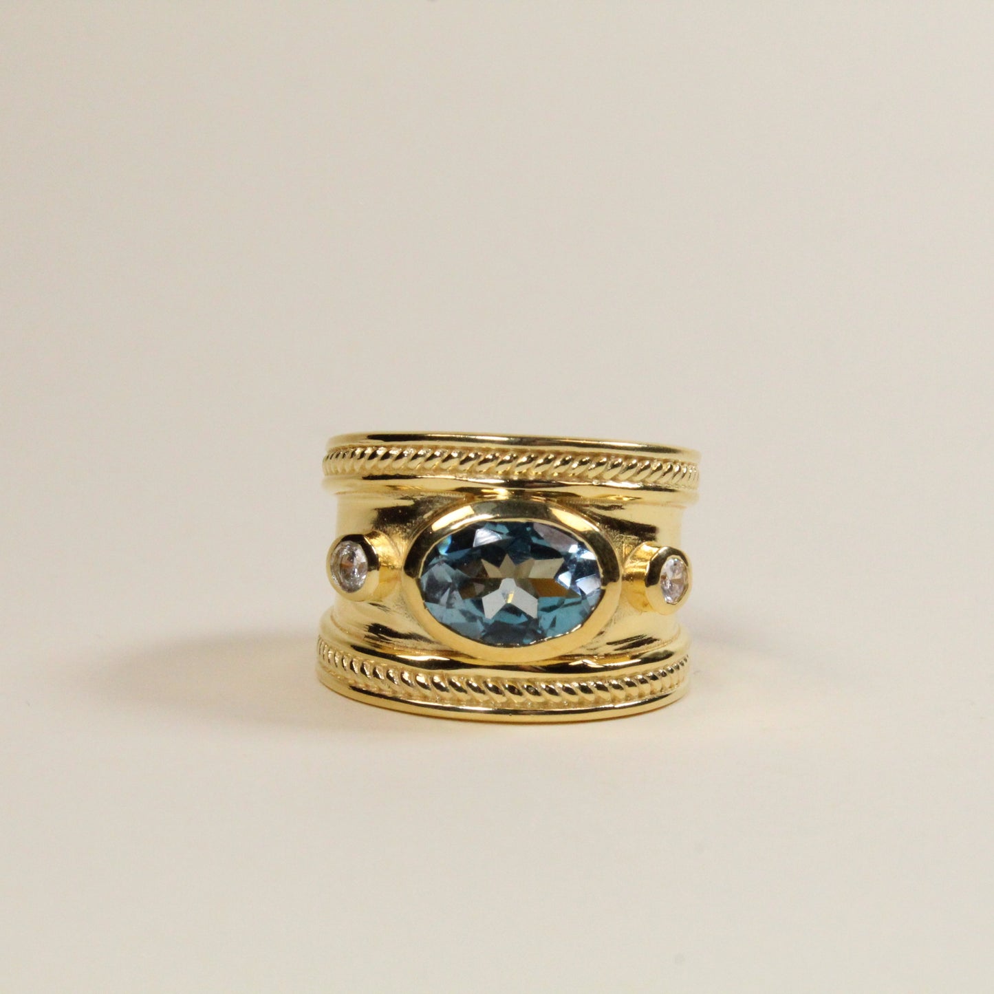 Blue Topaz Solid Empress Ring