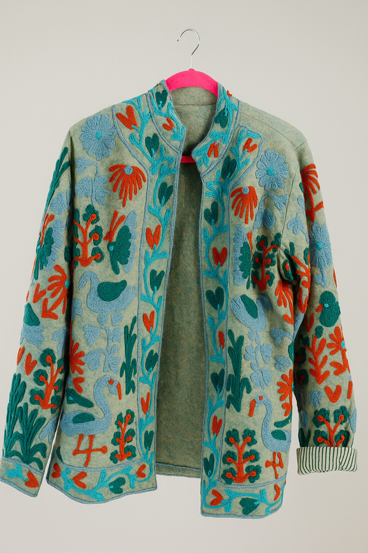 Flamingo and Floral Suzani Jacket