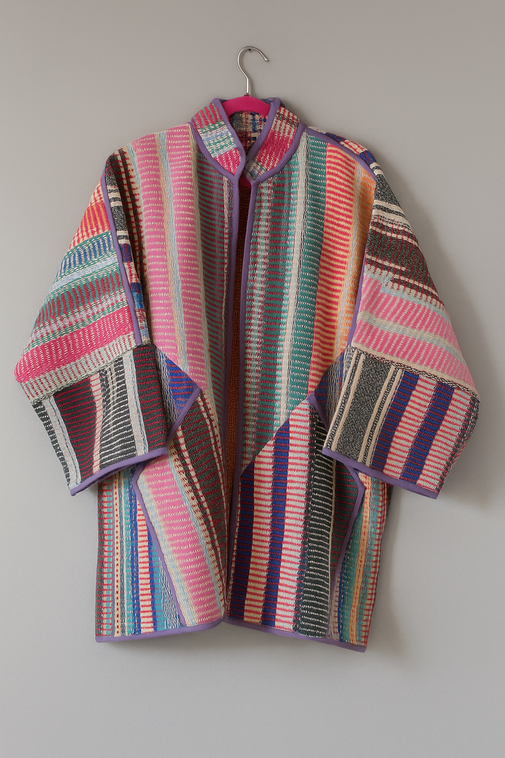 Multi-Colour Striped Kantha Jacket