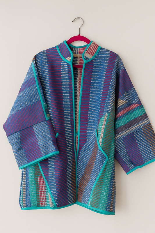 Kantha Multi Coloured Striped Jacket