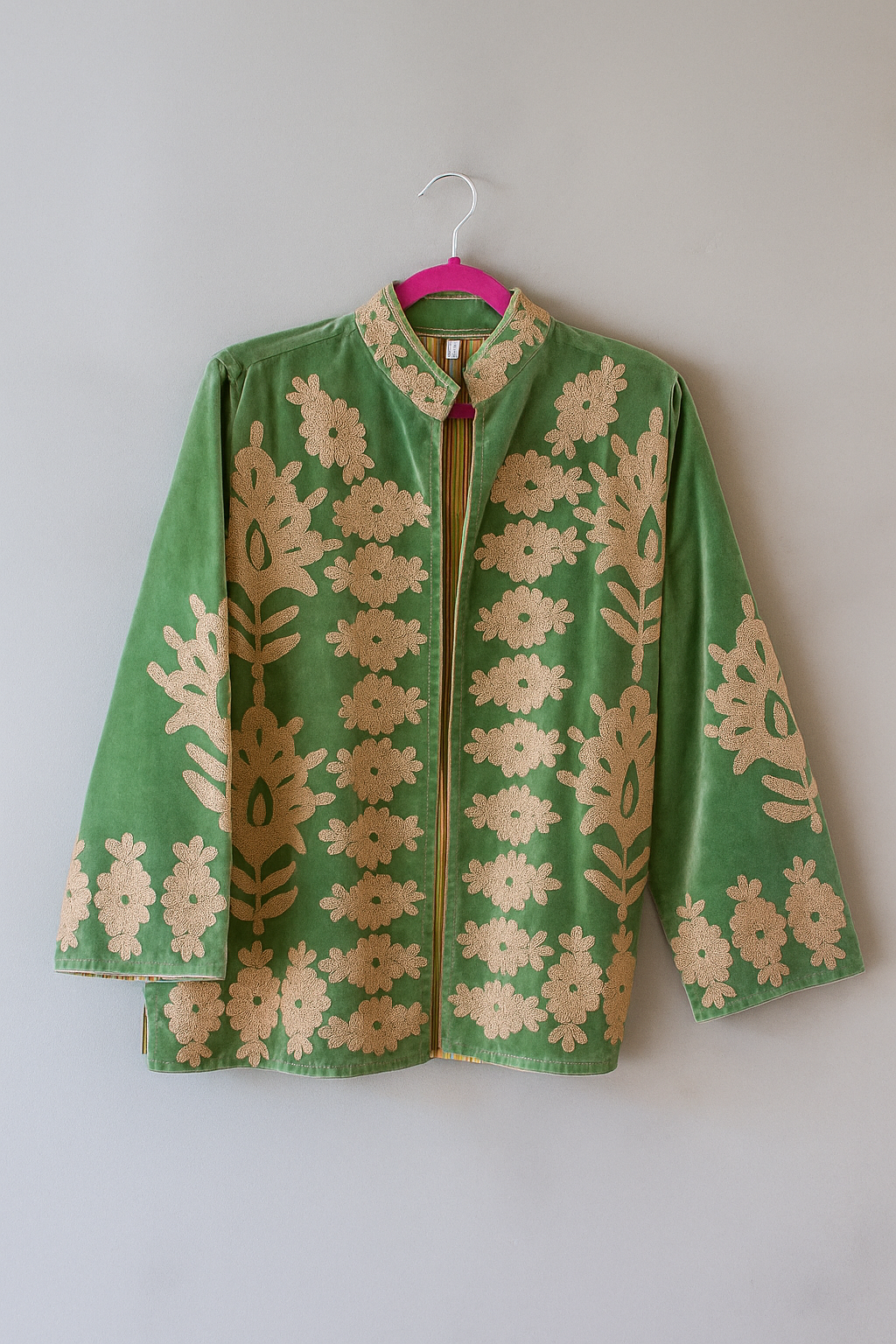 Serucchi Green Velvet Embroidered Jacket