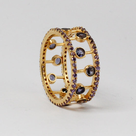 Purple Iolite Gem Abacus Ring