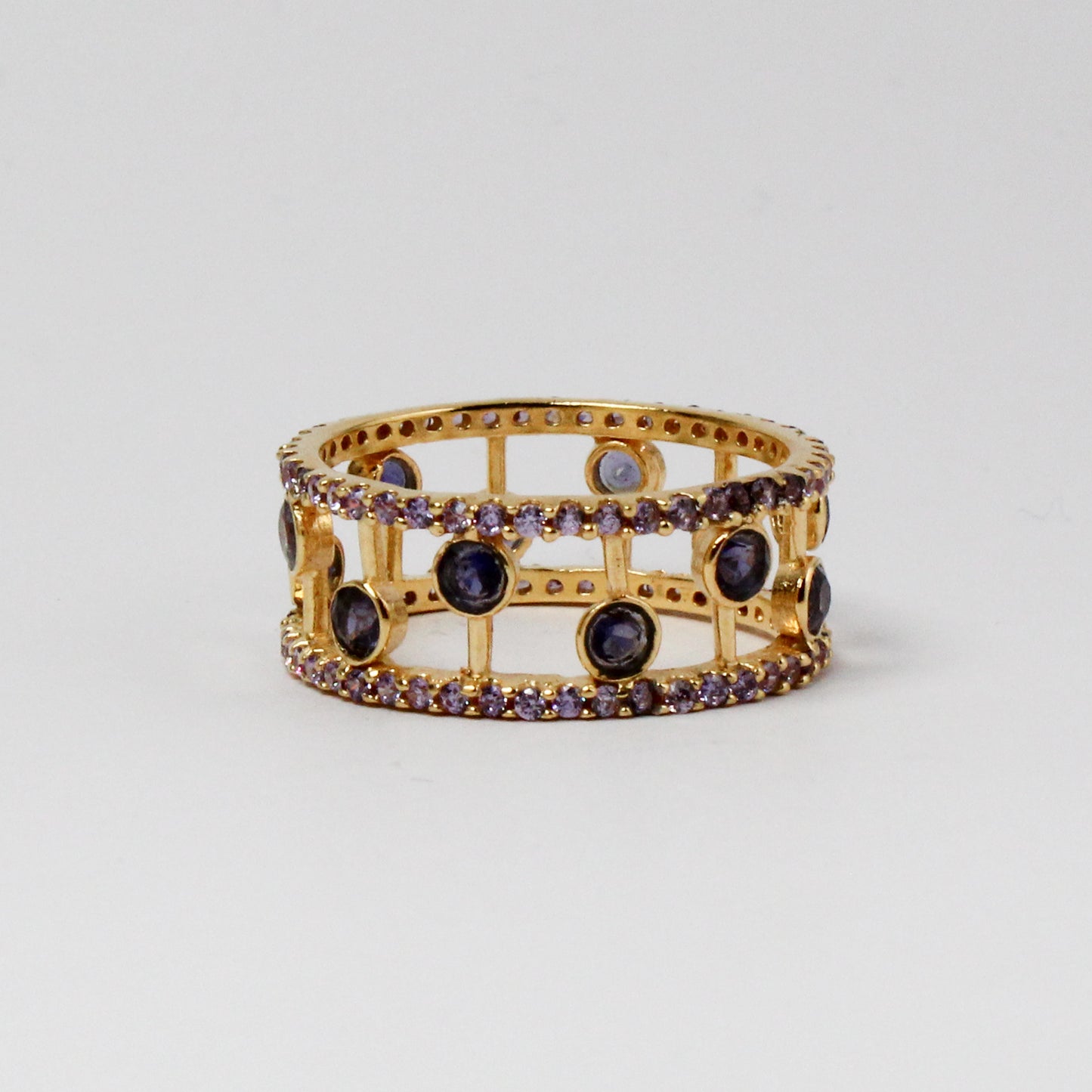 Purple Iolite Gem Abacus Ring