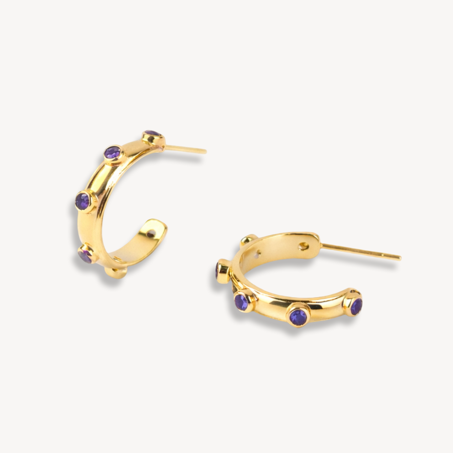 Amethyst Gold Orbit Hoops