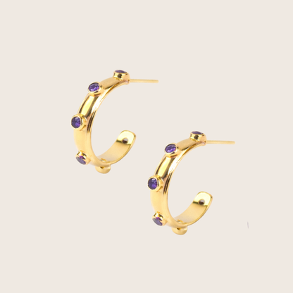 Amethyst Gold Orbit Hoops