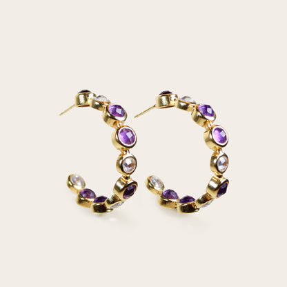 Purple Amethyst Bon Bon Hoops