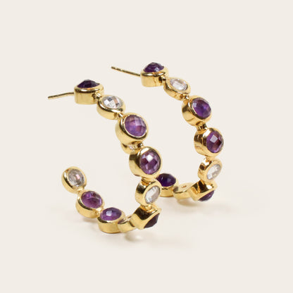 Purple Amethyst Bon Bon Hoops