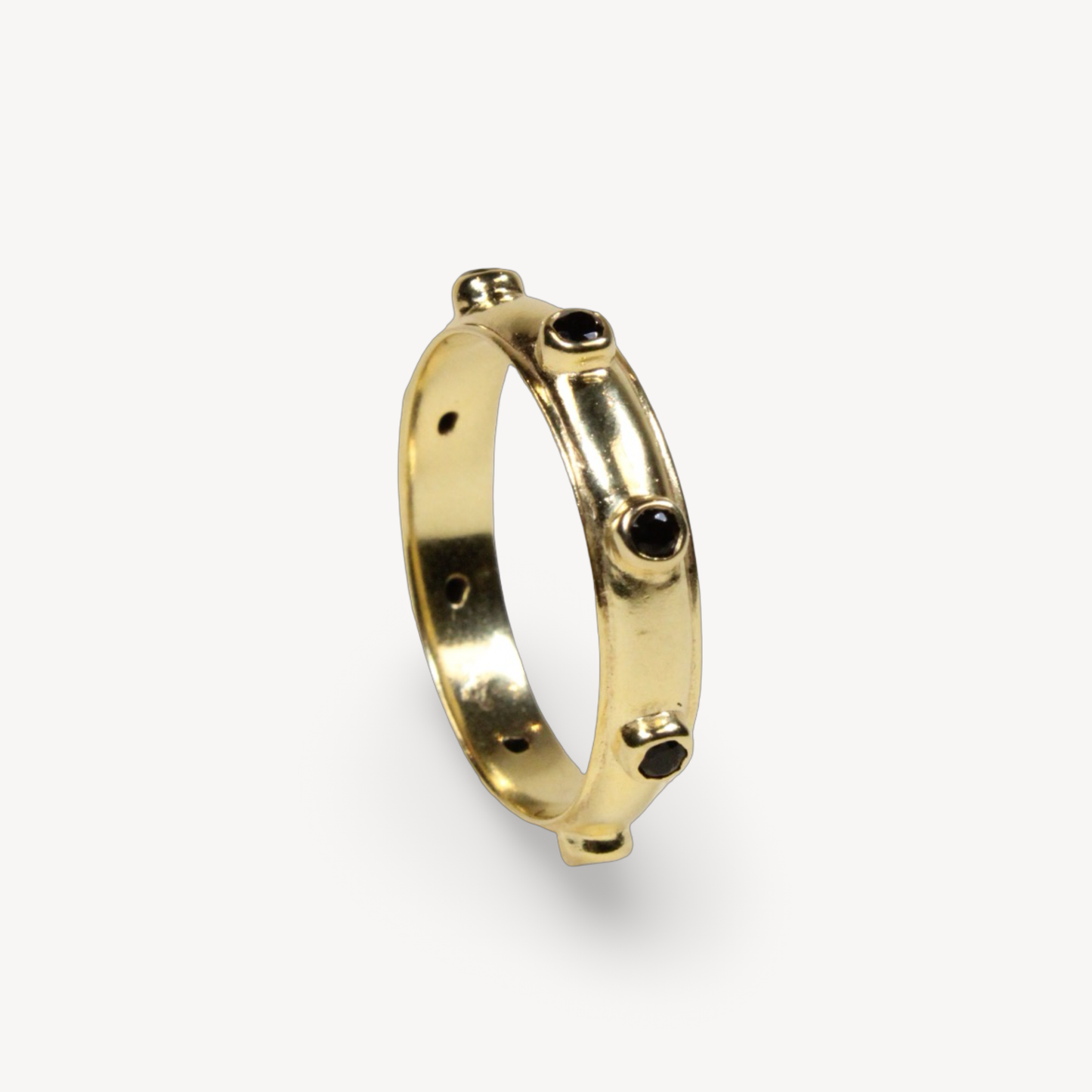 Black Onyx Gold Orbit Ring