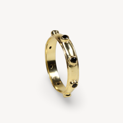 Black Onyx Gold Orbit Ring