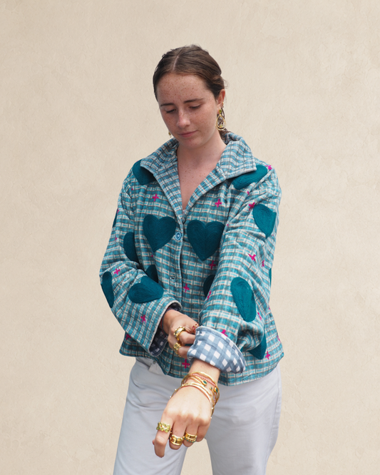 Blue Heart Embroidered Jacket
