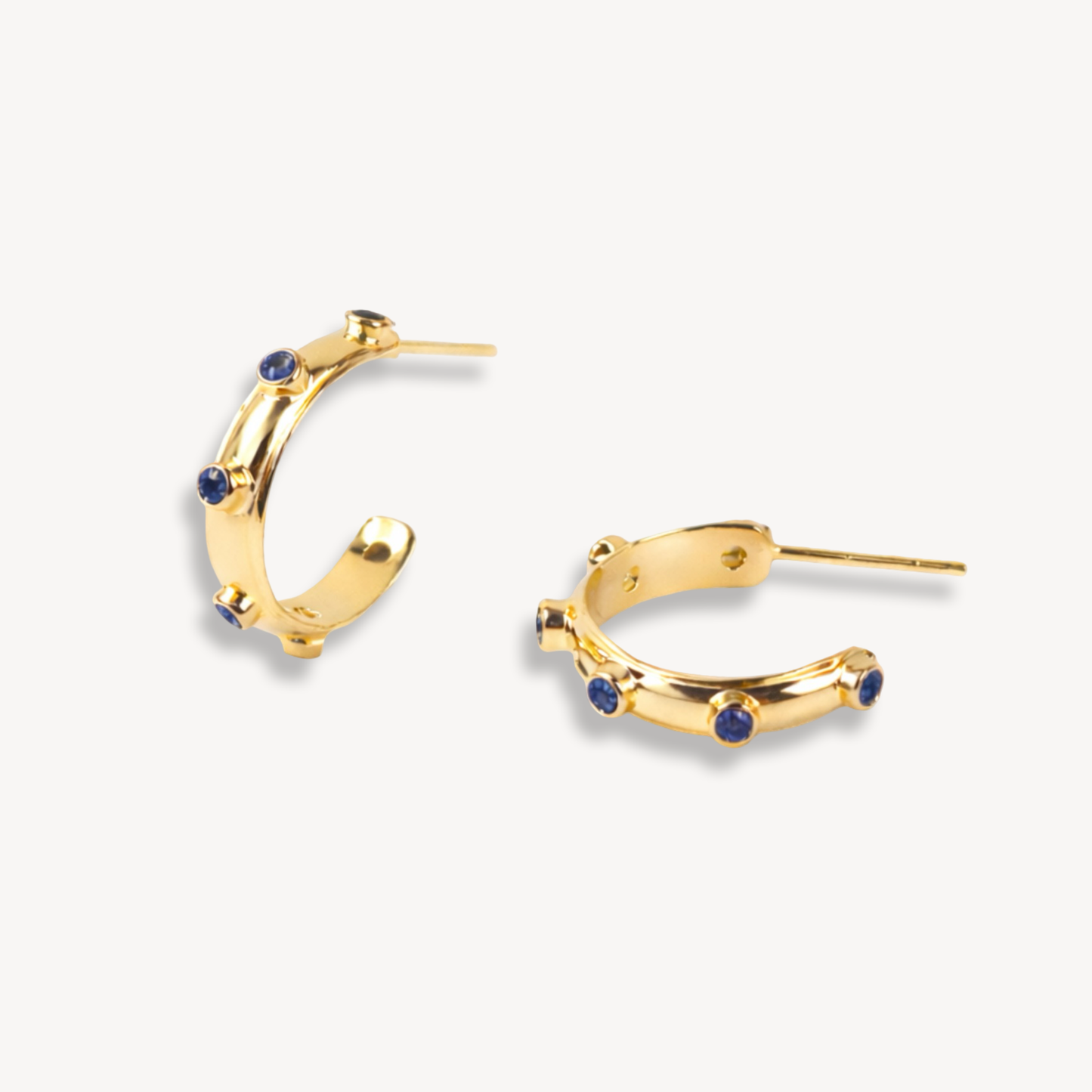 Blue Lapis Gold Orbit Hoops