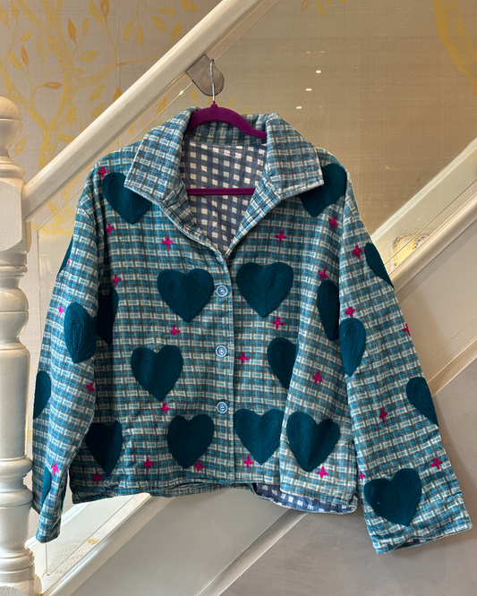 Blue Heart Embroidered Jacket