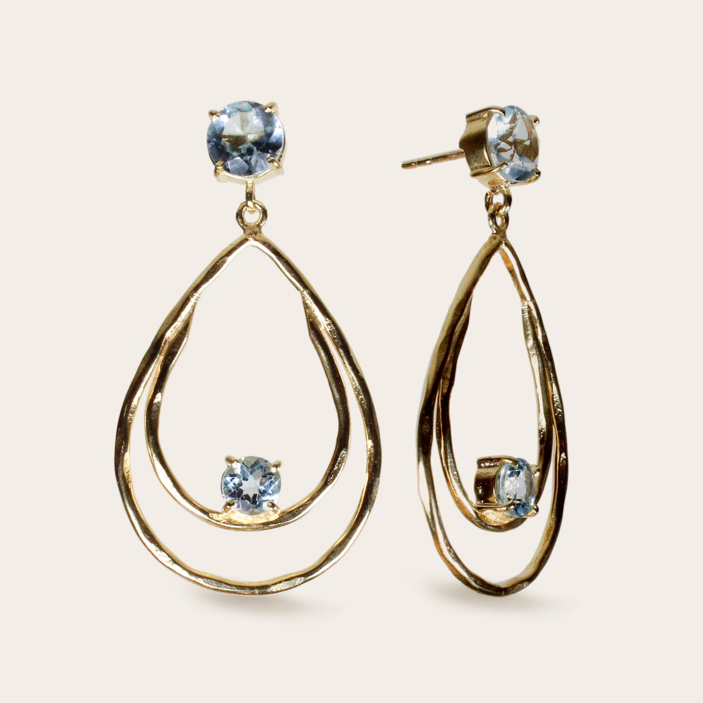 Blue Topaz Double Drop Earrings