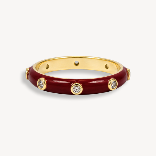 Butterscotch Burgundy Enamel Ring