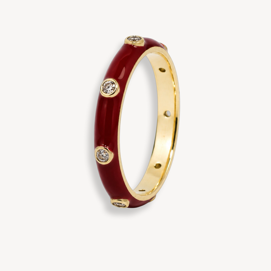 Butterscotch Burgundy Enamel Ring