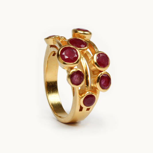 Red Ruby Cascade Ring