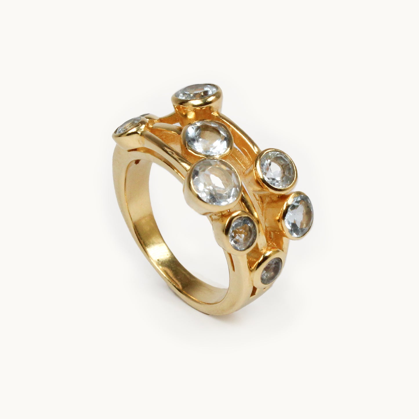 White Topaz Cascade Ring