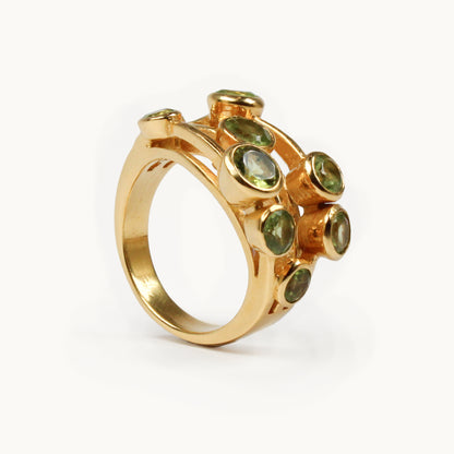 Green Peridot Cascade Ring