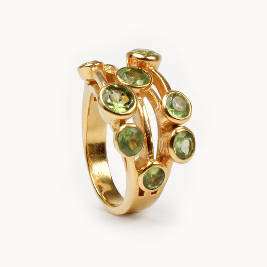 Green Peridot Cascade Ring