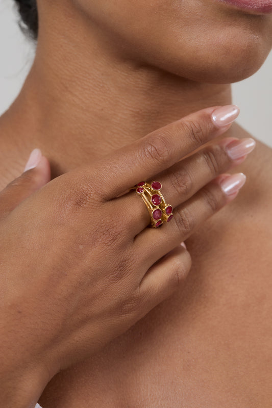 Red Ruby Cascade Ring