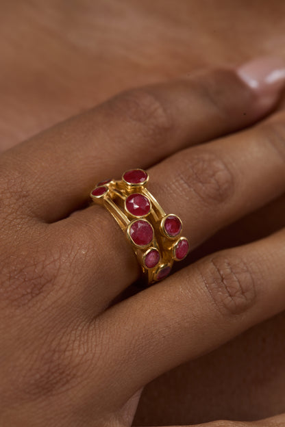 Ruby Quartz Cascade Ring