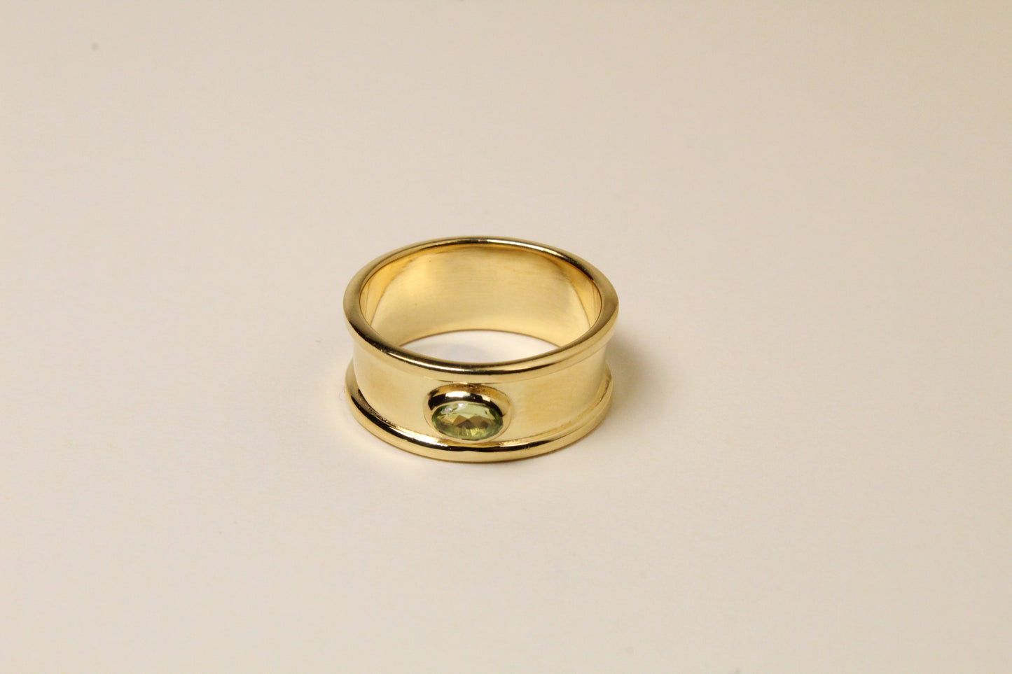 Green Peridot Pillar Ring