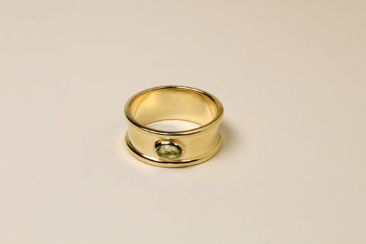 Green Peridot Pillar Ring