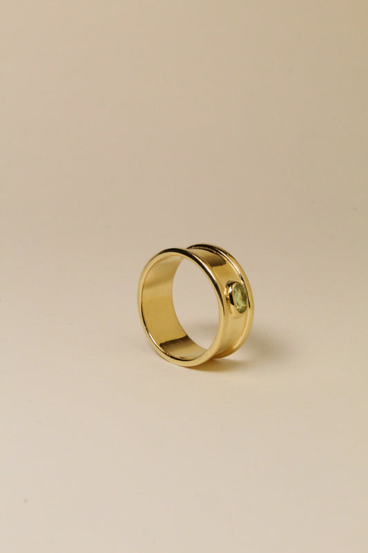 Green Peridot Pillar Ring