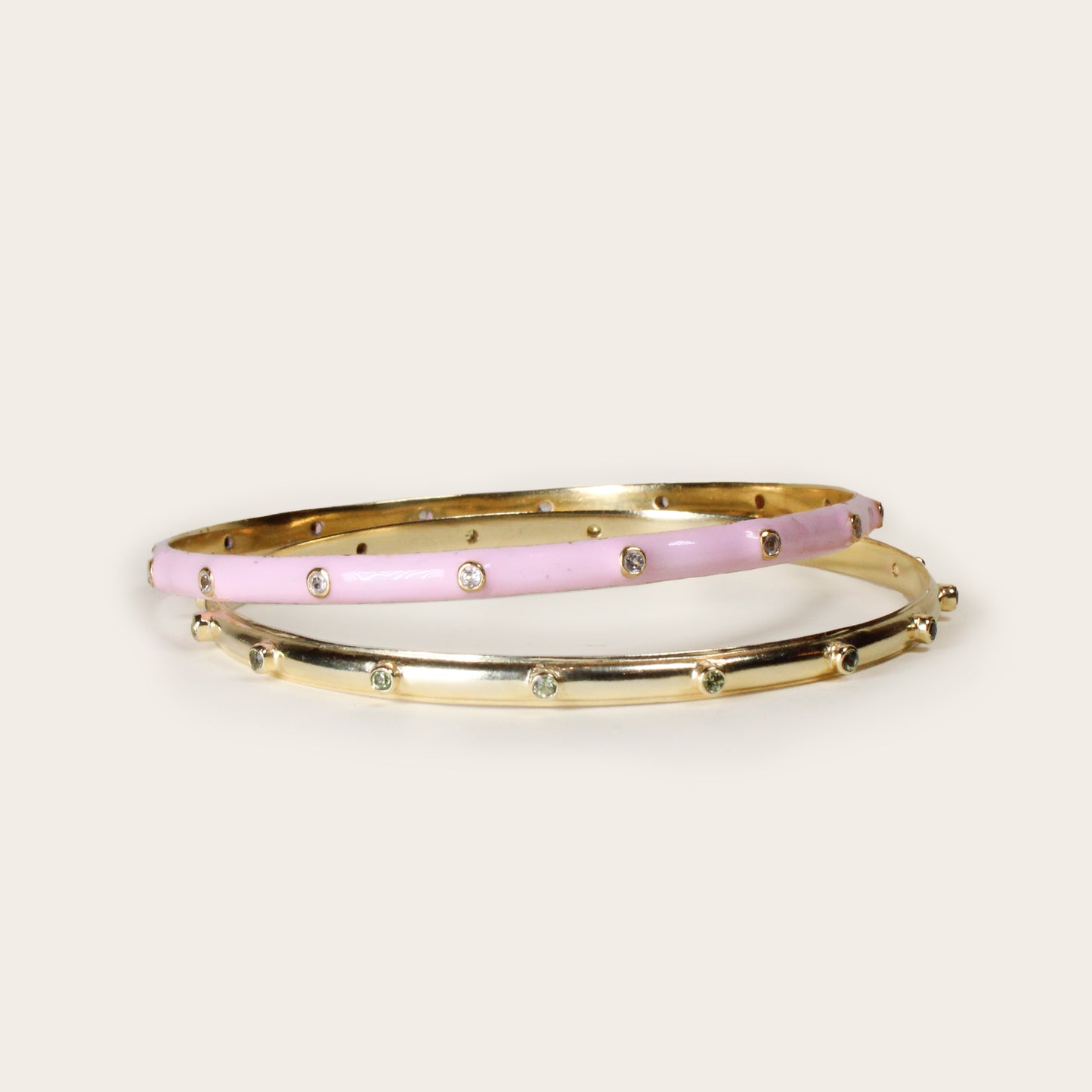 Bubblegum Pink Enamel Stacking Bangle with White CZ
