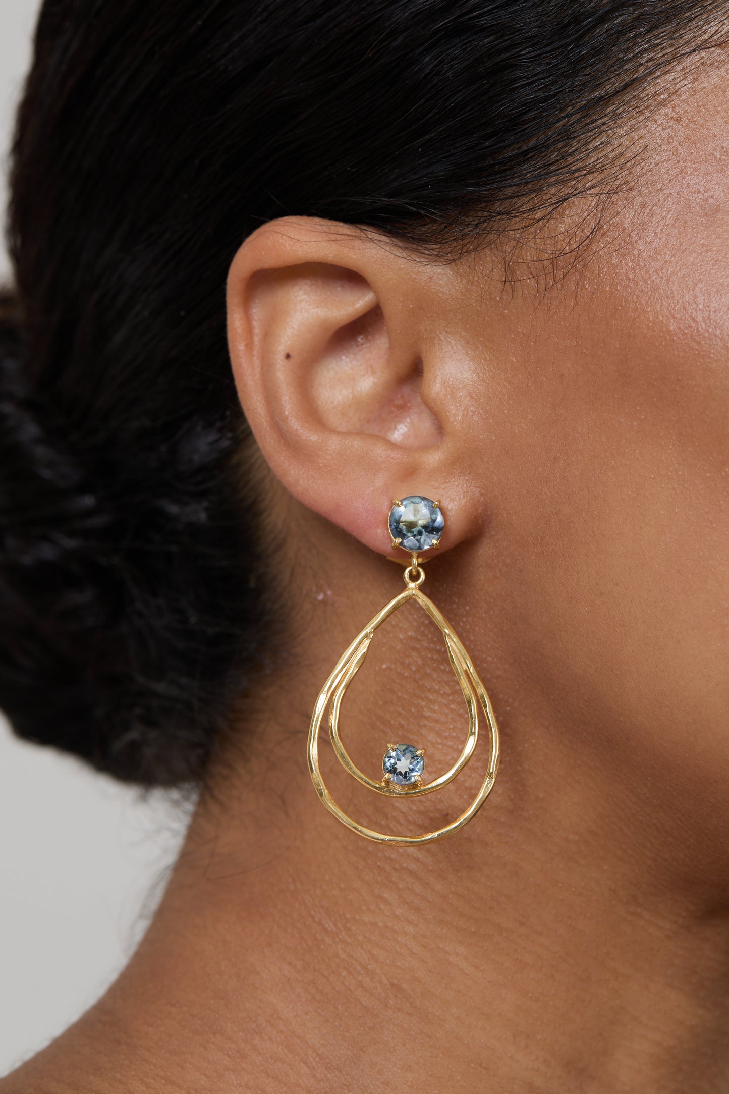 Blue Topaz Double Drop Earrings