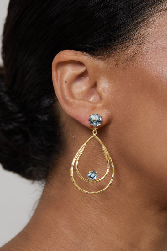 Blue Topaz Double Drop Earrings
