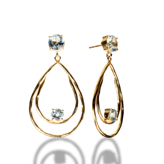 Blue Topaz Double Drop Earrings