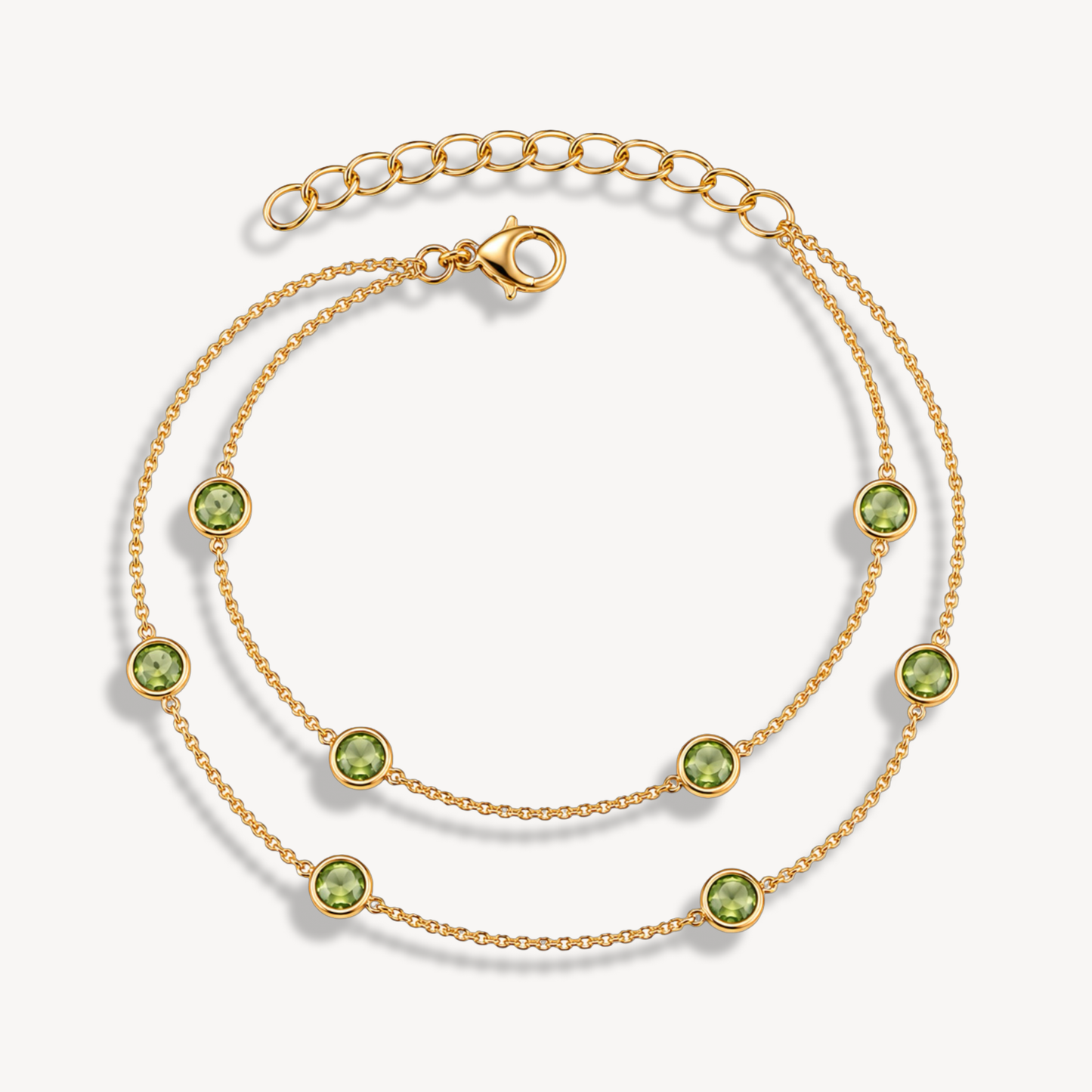 Green Peridot Double Dapple Round Bracelet