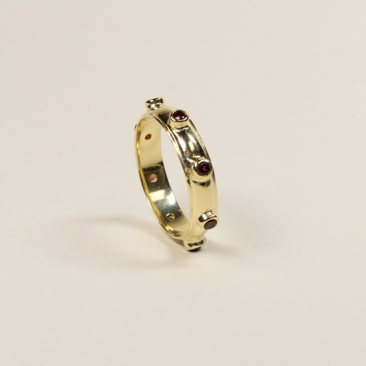 Red Garnet Gold Orbit Stacking Ring